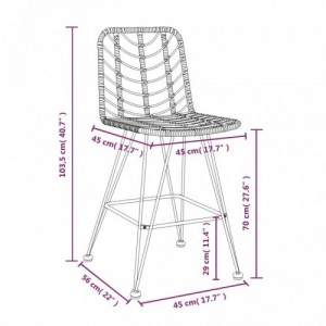 2 db bárszék polietilén rattan és acél 45 x 56 x 103,5 cm