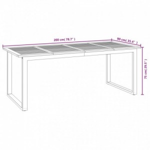 Tömör akácfa kerti asztal U-alakú lábakkal 200 x 90 x 75 cm