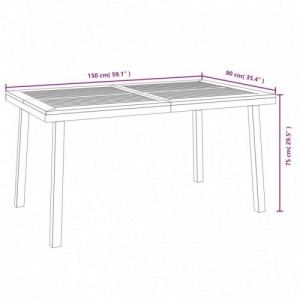 Tömör akácfa kerti asztal 150 x 90 x 75 cm