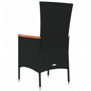 4 db fekete polyrattan kerti szék párnával