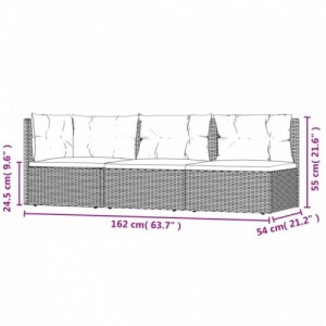 3 részes szürke polyrattan kerti ülőgarnitúra párnákkal