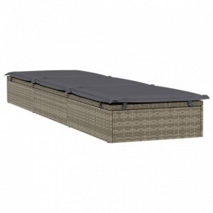 1 db szürke polyrattan napozóágy párnával 201 x 55 x 62 cm