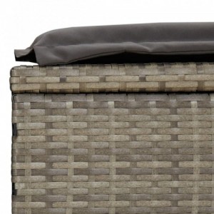 1 db szürke polyrattan napozóágy párnával 201 x 55 x 62 cm