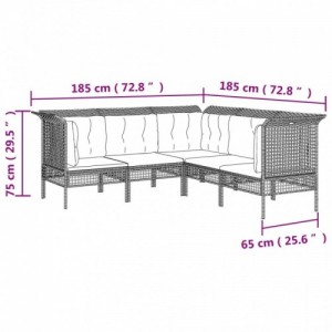 5 részes szürke polyrattan kerti ülőgarnitúra párnákkal