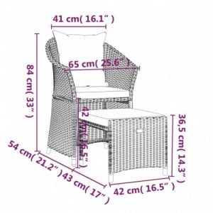 2 részes szürke polyrattan kerti ülőgarnitúra párnákkal