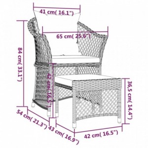 2 részes barna polyrattan kerti ülőgarnitúra párnákkal