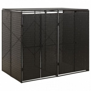 Fekete polyrattan dupla kerekeskuka tárolófészer 140x80x117 cm