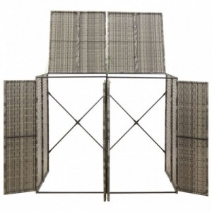 Szürke polyrattan dupla kerekeskuka tárolófészer 140x80x117 cm