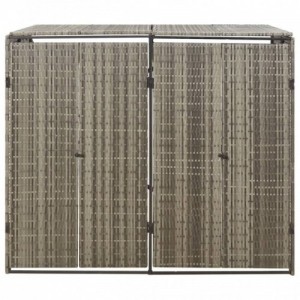 Szürke polyrattan dupla kerekeskuka tárolófészer 140x80x117 cm