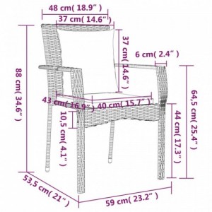 4 db fekete polyrattan kerti szék párnával