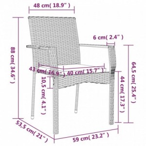 4 db szürke polyrattan kerti szék párnával