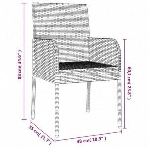 4 db szürke polyrattan kerti szék párnával