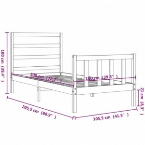 Fekete tömör fa ágykeret fejtámlával 100 x 200 cm