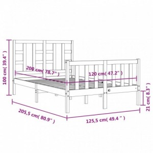 Tömör fenyőfa ágykeret ágy matrac nélkül 120 x 200 cm