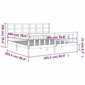 Fekete tömör fa ágykeret fejtámlával 200 x 200 cm