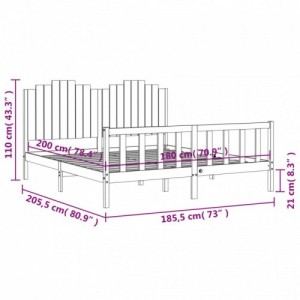 Fekete tömör fa ágykeret fejtámlával 180 x 200 cm