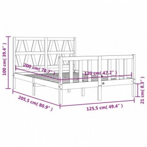 Fehér tömör fenyőfa ágy matrac nélkül 120 x 200 cm