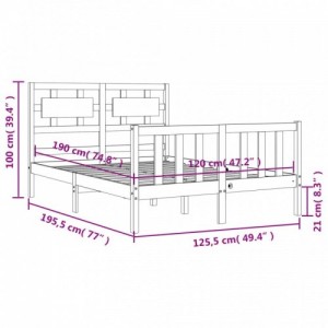 Fekete tömör fa ágykeret fejtámlával Small Double