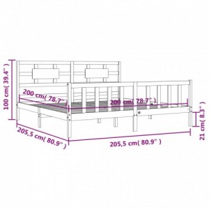 Fehér tömör fenyőfa ágy matrac nélkül 200 x 200 cm