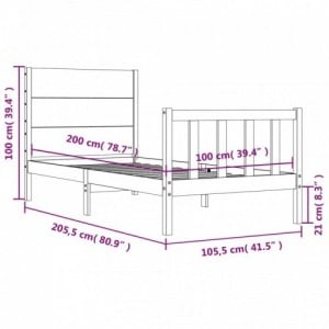 Tömör fenyőfa ágy matrac nélkül 100 x 200 cm