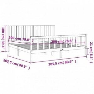 Fekete tömör fa ágykeret fejtámlával 200 x 200 cm