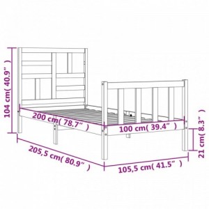 Tömör fenyőfa ágy matrac nélkül 100 x 200 cm