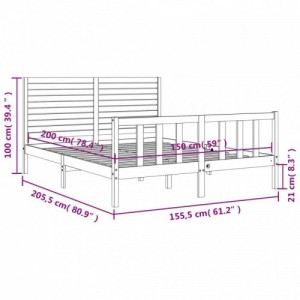 Fehér tömör fa ágykeret fejtámlával King Size