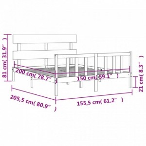 Fehér tömör fa ágykeret fejtámlával King Size