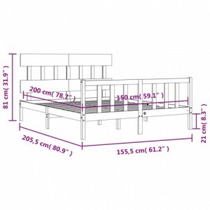 Fehér tömör fa ágykeret fejtámlával King Size