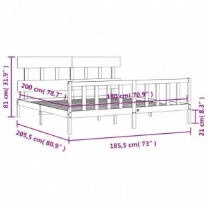 Fehér tömör fa ágykeret fejtámlával Super King Size