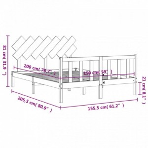 Fehér tömör fa ágykeret fejtámlával King Size