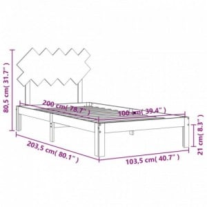 Fehér tömör fenyőfa ágy matrac nélkül 100 x 200 cm