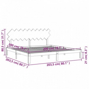 Fekete tömör fa ágykeret fejtámlával 200 x 200 cm