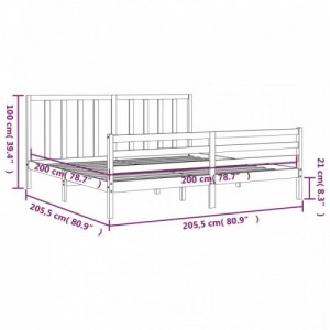 Tömör fenyőfa ágy matrac nélkül 200 x 200 cm