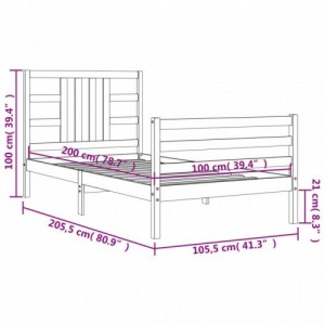 Fehér tömör fenyőfa ágy matrac nélkül 100 x 200 cm