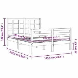 Fekete tömör fa ágykeret fejtámlával 120 x 200 cm