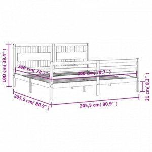 Mézbarna tömör fa ágykeret fejtámlával 200 x 200 cm