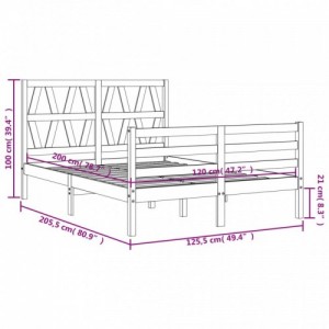 Fekete tömör fa ágykeret fejtámlával 120 x 200 cm