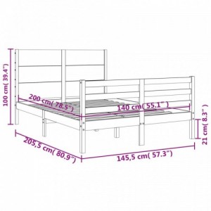 Fehér tömör fa ágykeret fejtámlával 140 x 200 cm