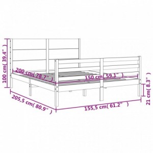 Fehér tömör fa ágykeret fejtámlával King Size