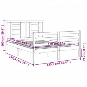 Fehér tömör fa ágykeret fejtámlával Small Double