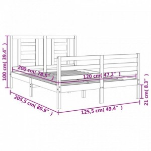 Fekete tömör fa ágykeret fejtámlával 120 x 200 cm