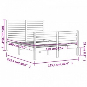 Fekete tömör fa ágykeret fejtámlával 120 x 200 cm