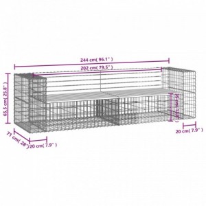 Tömör duglászfenyő gabion kerti pad 244 x 71 x 65,5 cm