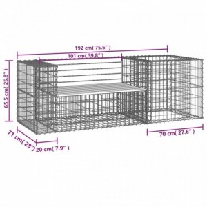 Tömör duglászfenyő kerti pad gabion kosárral