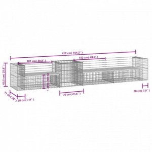 Tömör duglászfenyő kerti pad gabion kosárral