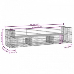 Tömör duglászfenyő gabion kerti pad 287x71x65,5 cm