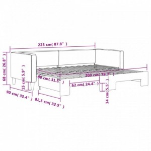 Sötétszürke szövet kihúzható heverő 80 x 200 cm