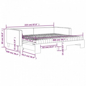 Fekete kihúzható szövet heverő matracokkal 90 x 200 cm