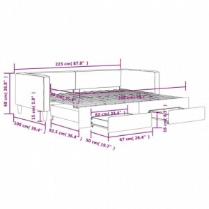 Fekete kihúzható szövet heverő fiókokkal 90 x 200 cm